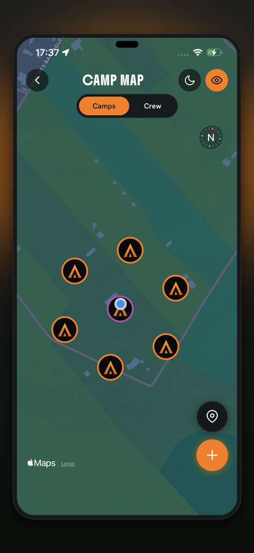 Camp Map mit den Camps auf dem Festivalgelände